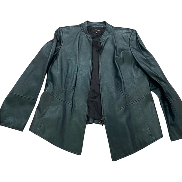 Lafayette 148 New York metallic green lambskin jacket - Picture 15 of 15